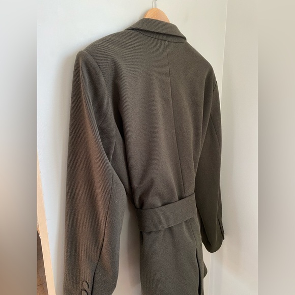 Good American Twill Tie Waist Belted Blazer Dark Green Size 4XL Academia Preppy - Picture 7 of 14